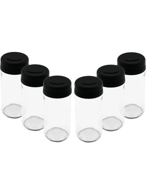 İsmiyle Al 6 Pcs Cam - 225ML Baharatlık - Tuzluk Plastik Kapak (5047)