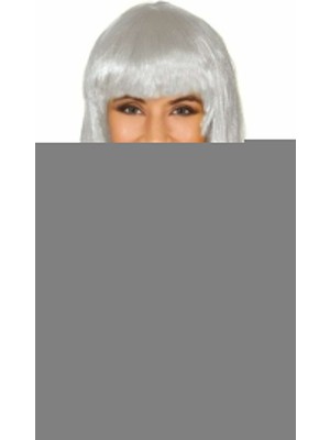İsmiyle Al Platin Gri Gümüş Renk Uzun Parti Peruğu Uzun Takma Peruk