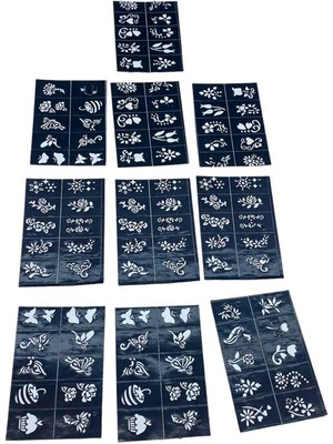 İsmiyle Al Çiçekli 10X14CM Tüp Kına Desen Çıkartma Şablonu 12 Parça (5047)