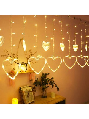 İsmiyle Al Gün Işığı - Kalpli 3mt - Fişli Eklemeli - Fonksiyonlu Lux Sarkıt Perde LED - Dekor Lamba (5