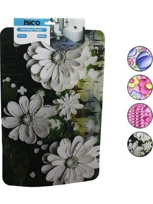 İsmiyle Al Dikdörtgen - Desenli   38X58CM   Su Emici - Sihirli  Banyo Paspası  Elastik (5047)