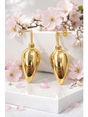 Yush Aksesuar Sarkıntılı Damla Çelik Küpe