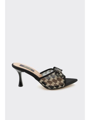 Derinet Fiyonk Aksesuarlı Topuklu Terlik