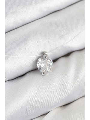 İsmiyle Al Misineli Zirkon Taşlı Model Gümüş Renk Hayalet Kolye