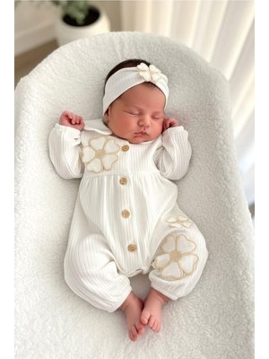 Cantoy Kız Bebek Yonca Detaylı Saç Bandı Hediyeli Tulum