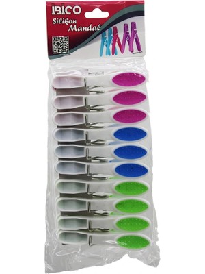 İsmiyle Al 120 Adet Renkli Silikon Ağız - Bas-Aç Beyaz Plastik Mandal (5047)