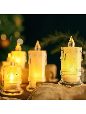 İsmiyle Al Gerçekçi Titrek Alev Efektli Pilli LED Mum 12'li Paket