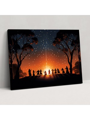 Popcas  Aborjin Dans Teması Kanvas Tablo