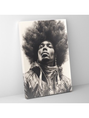 Popcas  Afro Bireysellik Karakalem Çizim Kanvas Tablo