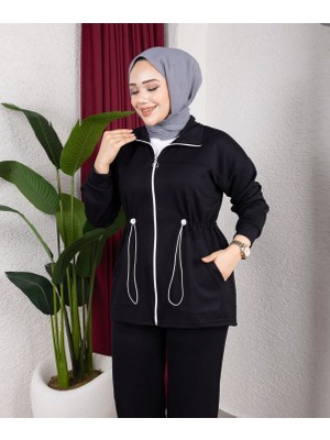 SFG Life Moda Kadın Tesetür Giyim Beli Lastikli Cep Detaylı Tunik-Pantolon Ikili Alt-Üst Takım