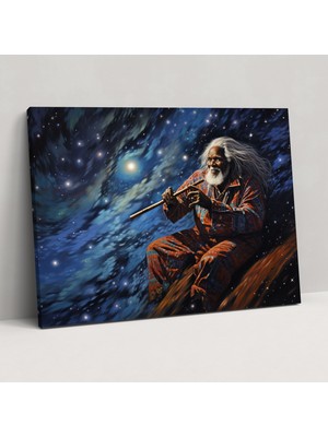 Popcas  Aborjin Duvar Sanatı Didgeridoo Temalı Dekoratif Tablo