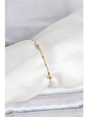 İsmiyle Al cm 14K Gold Renk Damla Topçuk Model Kadın Bileklik