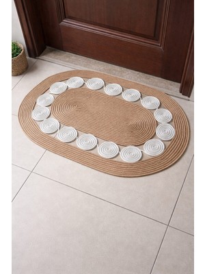 Mtg Jüt Tasarım El Emeği Doğal Jüt Kordon Halattan Hasır Renk Salyangoz Model Kapı Önü/ Banyo/lavabo Önü/paspası