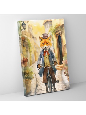 Popcas  Hayvanlar Insanlar Gibi Giyinmiş Duvar Sanatı Huzurlu Köy Teması Retro Kıyafetli Tilki