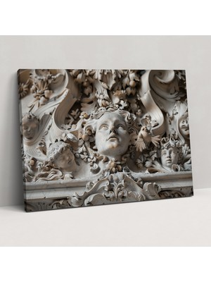 Popcas  Barok Kanvas Duvar Sanatı Inci Heykel Duvar Dekorasyonu
