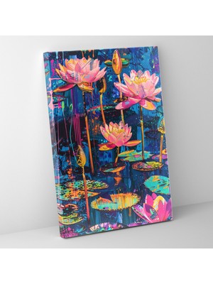 Popcas  Su Zambakları Pop Art Duvar Sanatı Klasik ve Modern Tasarım Kanvas Tablo