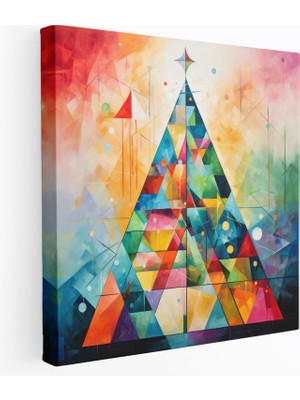 Popcas  Modern Soyut Sanat Kanvas Tablo Geometrik Yılbaşı Ağacı Duvar Dekorasyonu