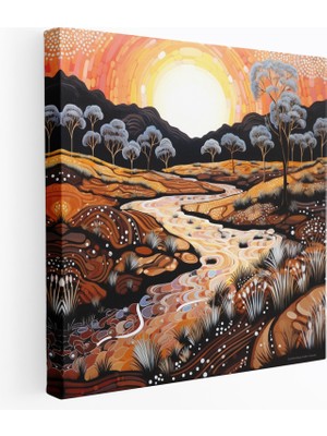 Popcas  Aborjin Manzara Dekoratif Tablo - Huzurlu Doğa - Nazik Fırça Darbeleri