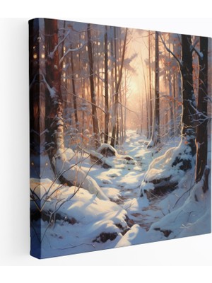 Popcas  Kış Ormanı Noel Temalı Kanvas Tablo