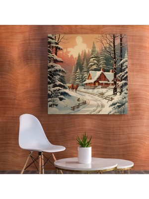 Popcas  Kış Teması Noel Kanvas Tablo Araba Sürüşü