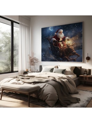 Popcas  Noel Baba Kanvas Tablo Noel Temalı Duvar Sanatı