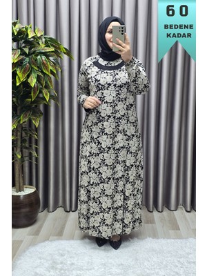 Elmas Tesettür Kadın Tesettür Giyim Büyük Beden Pamuklu Anne Elbise