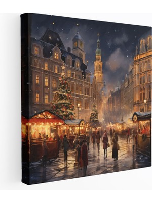 Popcas  Noel Pazarı Kanvas Tablo Ev Dekorasyonu