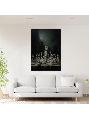 Popcas  Antika Renk Paleti Satranç Kanvas Tablo Duvar Dekorasyonu