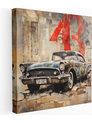 Popcas  Klasik Araba Sanatı Karışık Medya Kanvas Tablo