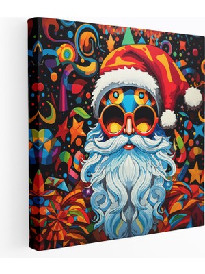 Popcas  Noel Baba Temalı Pop Sanat Kanvas Tablo - Eğlenceli Duvar Sanatı Dekorasyonu