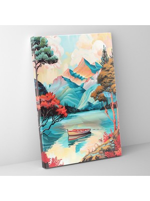 Popcas  Vintage Pop Art Kanvas Tablo Klasizm ile Harmanlanmış Şehir Manzarası