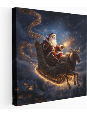 Popcas  Noel Baba Kızak Kanvas Tablo Duvar Sanatı