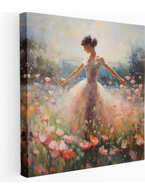 Popcas  Balerin Çiçek Açan Kanvas Tablo Duvar Sanatı