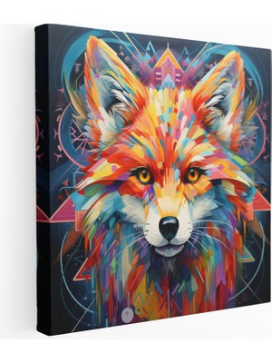 Popcas  Canlı Geometrik Tilki Kanvas Tablo