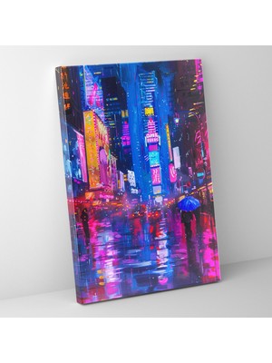 Popcas  Neon Şehir Kanvas Tablo Ashvin Harrison Duvar Sanatı