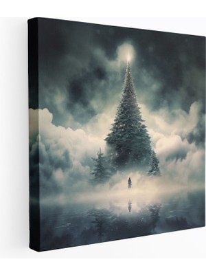 Popcas  Noel Ağacı Kanvas Tablo Noel Temalı Dekoratif Duvar Sanatı