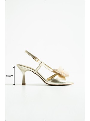 Kadın Aksesuralı Topuklu Sandalet Noa - Altın
