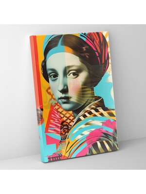 Popcas  Geometrik Rönesans Portre Kanvas Tablo Klasik ve Popart Ev Dekorasyonu
