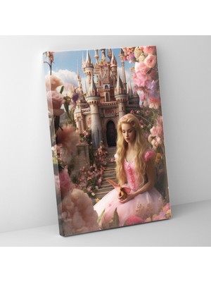 Popcas  Masalsı Ev Dekorasyonu Barbie Peri-Masalı Kalesi Kanvas Tablo