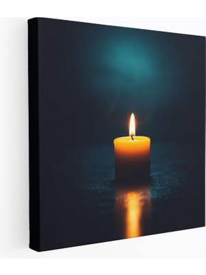 Popcas  Noel Huzur Kanvas Tablo Minimalist Fotoğrafçılık Parlayan Mum