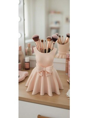 Prenses Elbise Makyaj Fırçalık – Masaüstü Kozmetik Düzenleyici