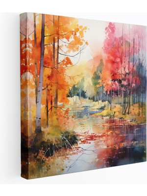 Popcas  Sonbahar Kanvas Tablo Soyut Yapraklar Duvar Sanatı