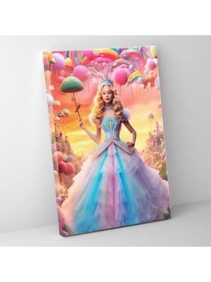 Popcas  Barbie Büyülü Masal Diyarı Kanvas Tablo Gülümseyen Prenses Teması