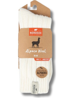 NordSox 1 Çift Ekru Sıcak Tutan Alpaka Yünlü Kadın Soket Çorap