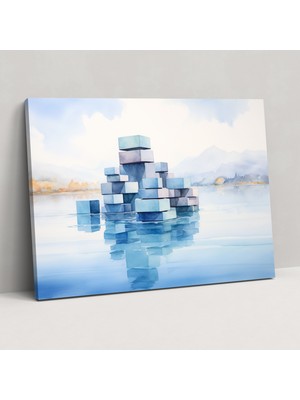 Popcas  Blockchain Temalı Suluboya Tablo Gerçekçi Duvar Sanatı