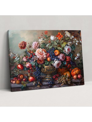 Popcas  Barok Tarzı Çiçekli Natürmort Kanvas Tablo Ev Dekorasyonu