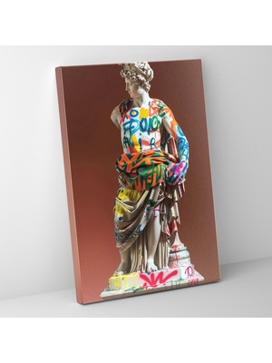Popcas  Neoklasik Heykel Graffiti Duvar Sanatı - Klasik ve Pop Art Temalı Kanvas Tablo