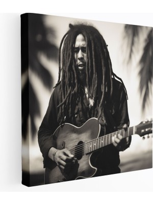 Popcas  Bob Marley Duvar Sanatı Zamansız Siyah Beyaz Fotoğraf Kanvas Tablo