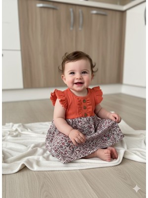 Efemkids 3/18 Ay Kız Bebek Elbise Pamuklu Fırfır Detaylı Yenidoğan Elbise Terleme Yapmaz