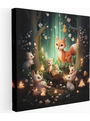 Popcas  Büyülü Orman Kanvas Tablo Hayvan Figürleri